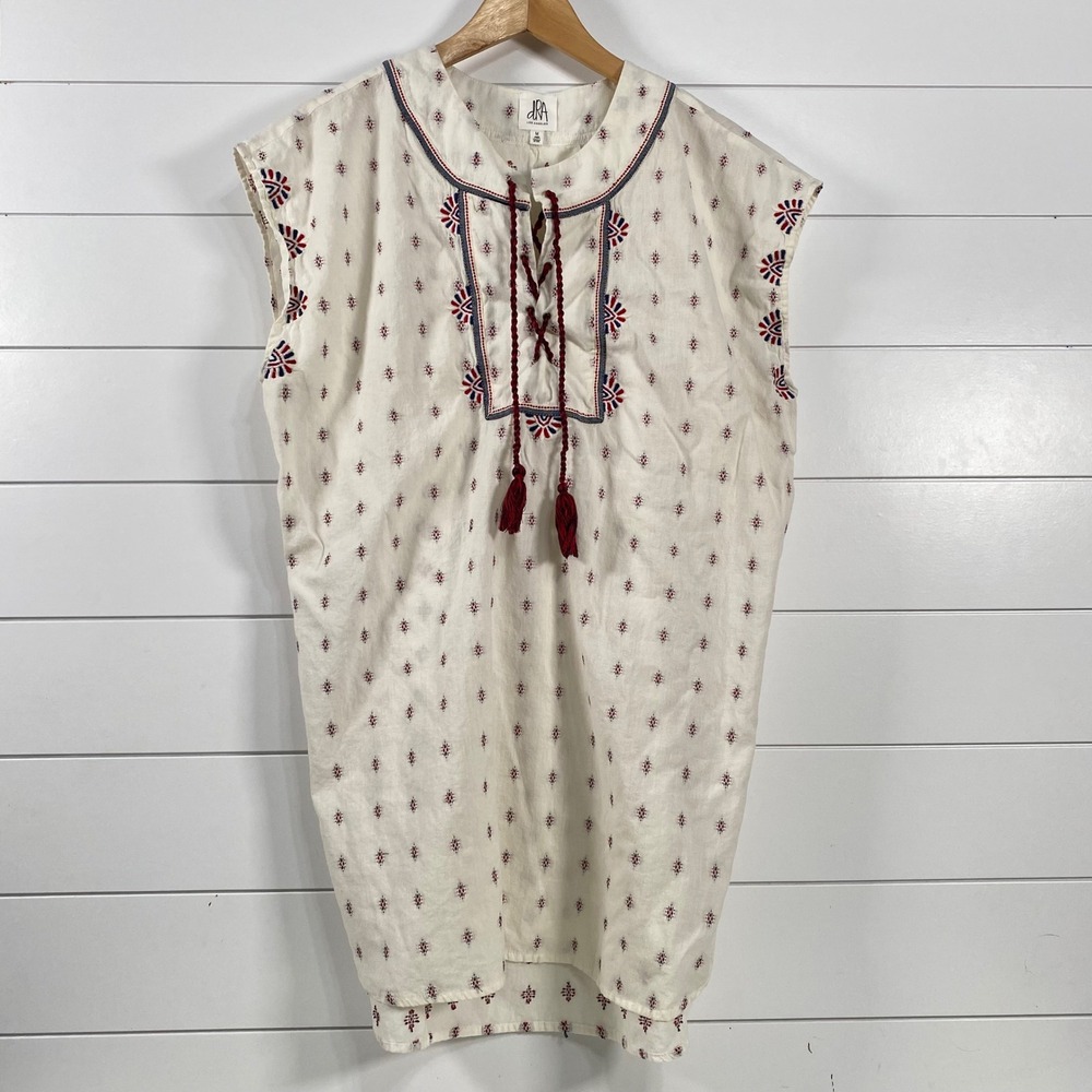 DRA ANTHROPOLOGIE Embroidered Cream Mini Dress